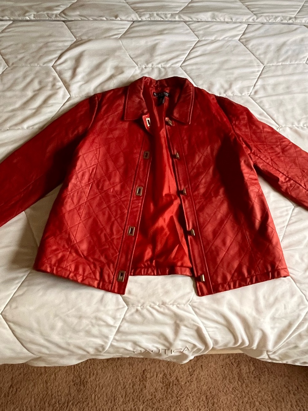 Dialogue Red Quilted leather Jacket